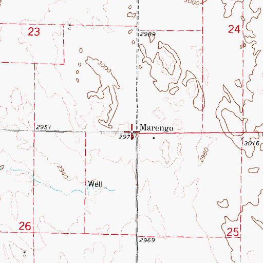Topographic Map of Marengo, NE