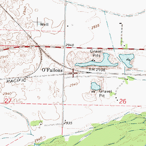 Topographic Map of O'Fallons, NE