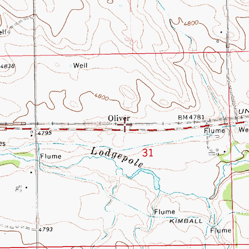 Topographic Map of Oliver, NE