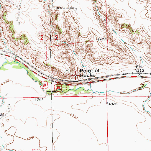 Topographic Map of Point of Rocks, NE