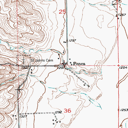 Topographic Map of Ponca, NE