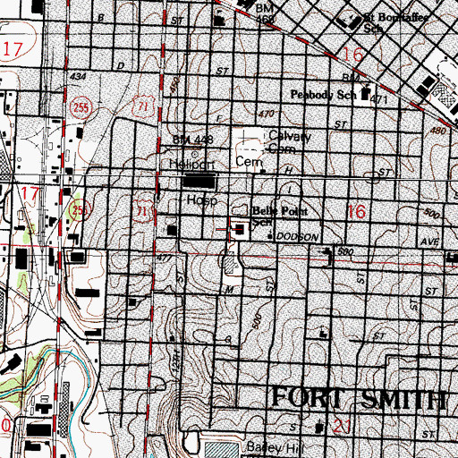 Topographic Map of Belle Point Elementary School, AR