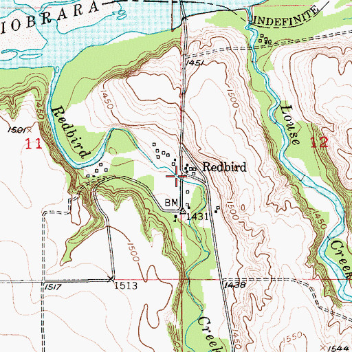 Topographic Map of Redbird, NE