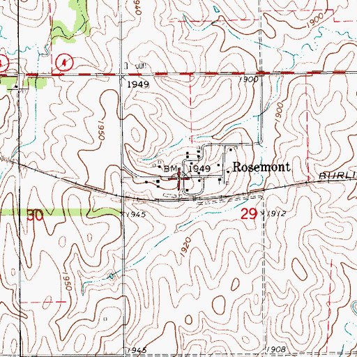 Topographic Map of Rosemont, NE