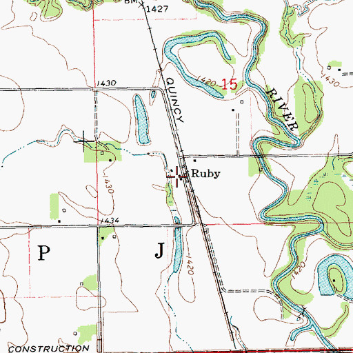 Topographic Map of Ruby, NE