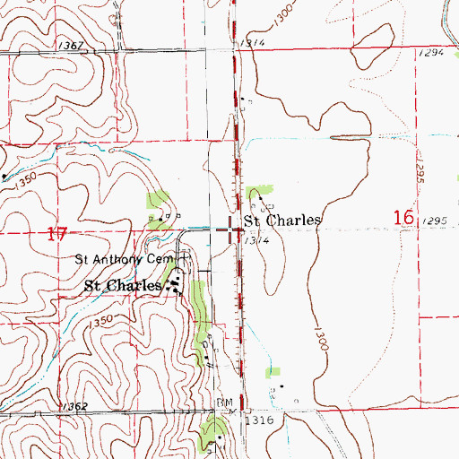 Topographic Map of Saint Charles, NE
