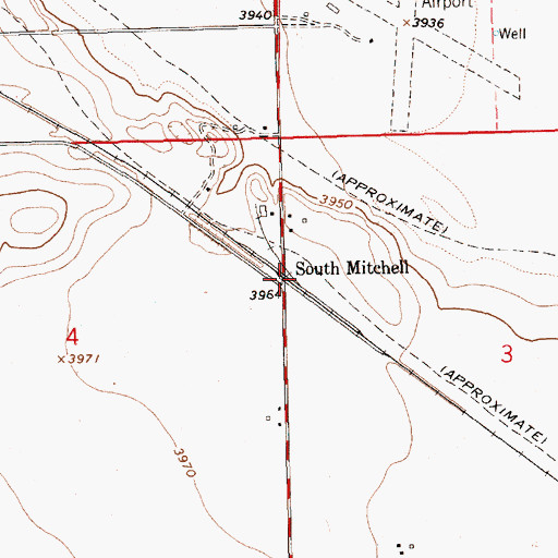 Topographic Map of South Mitchell, NE