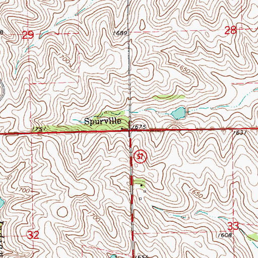 Topographic Map of Spurville, NE