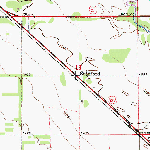 Topographic Map of Stafford, NE