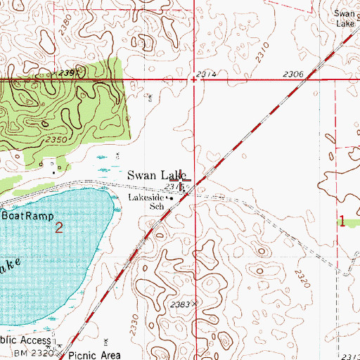 Topographic Map of Swan Lake, NE