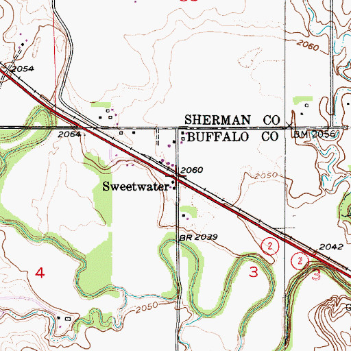 Topographic Map of Sweetwater, NE
