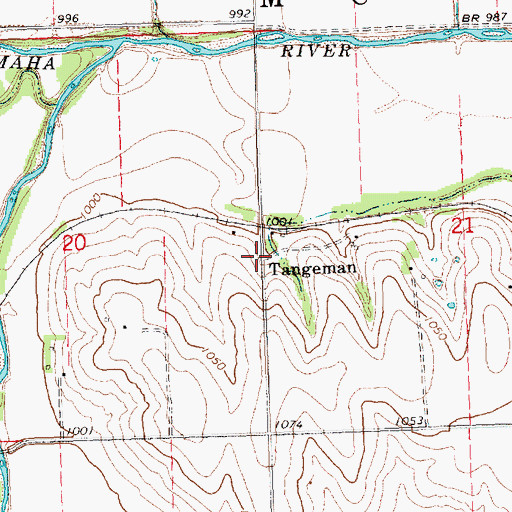 Topographic Map of Tangeman, NE