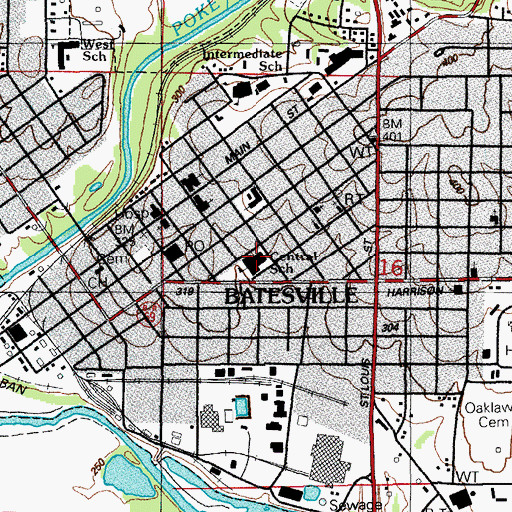 Topographic Map of Central Magnet Elementary School, AR