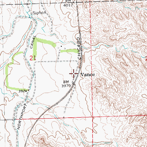 Topographic Map of Vance, NE