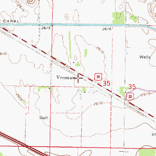 Topographic Map of Vroman, NE