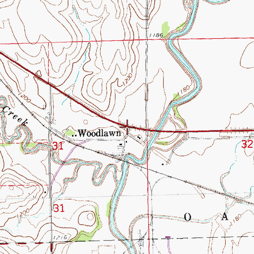 Topographic Map of Woodlawn, NE