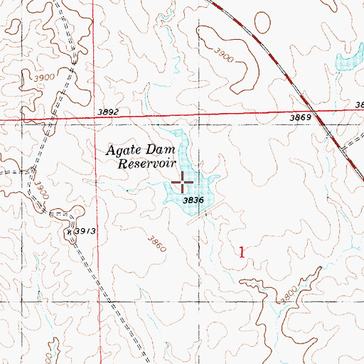 Topographic Map of Agate Dam Reservoir, NE