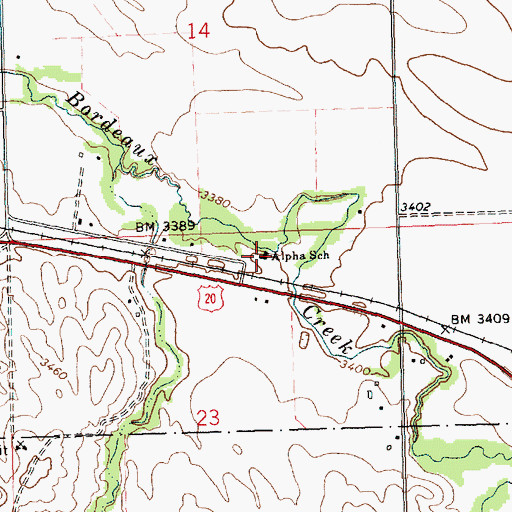 Topographic Map of Alpha School, NE