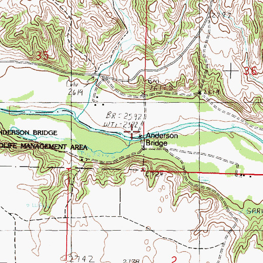 Topographic Map of Anderson Bridge, NE