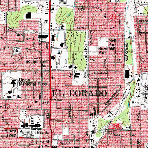 Topographic Map of Hugh Goodwin Elementary School, AR