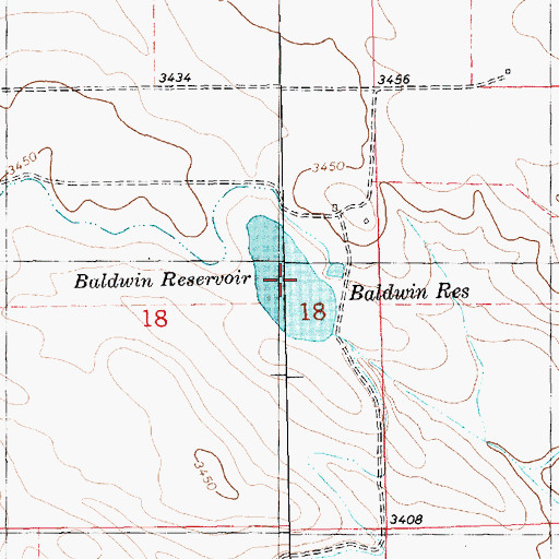 Topographic Map of Baldwin Reservoir, NE
