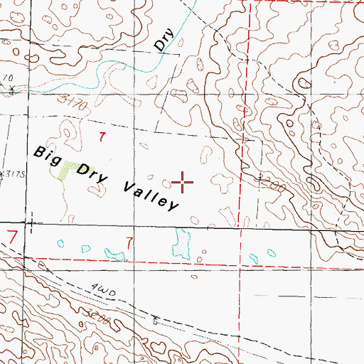 Topographic Map of Big Dry Valley, NE