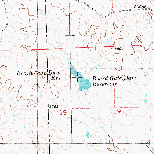 Topographic Map of Board Gate Dam Reservoir, NE