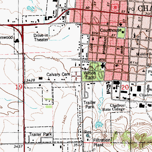Topographic Map of Calvary Cemetery, NE