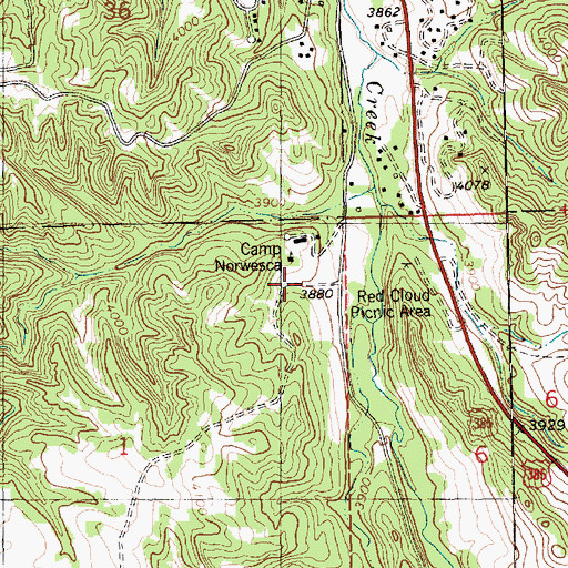 Topographic Map of Camp Norwesca, NE