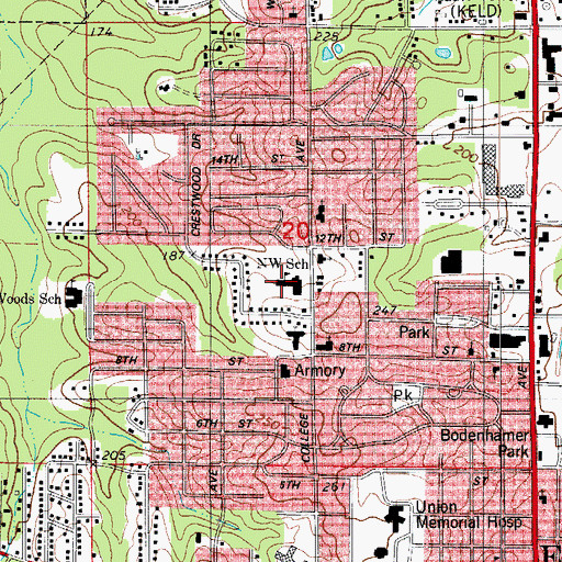 Topographic Map of Northwest Environmental Studies Academy, AR