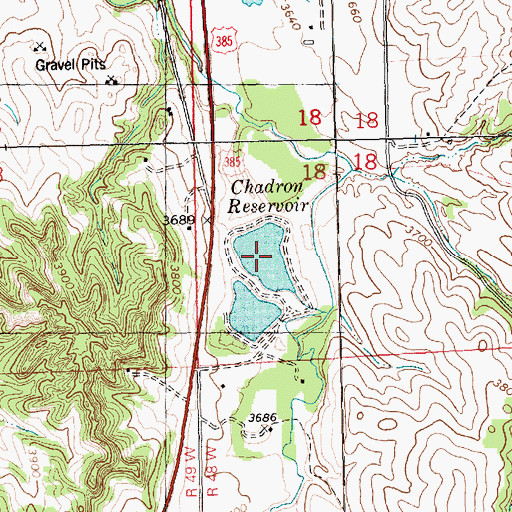 Topographic Map of Chadron Reservoir, NE