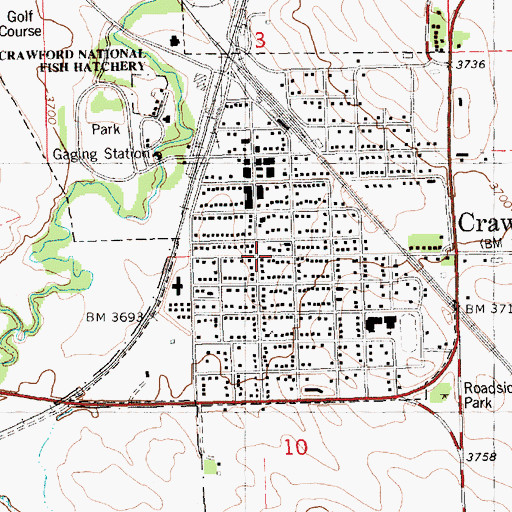 Topographic Map of Crawford, NE
