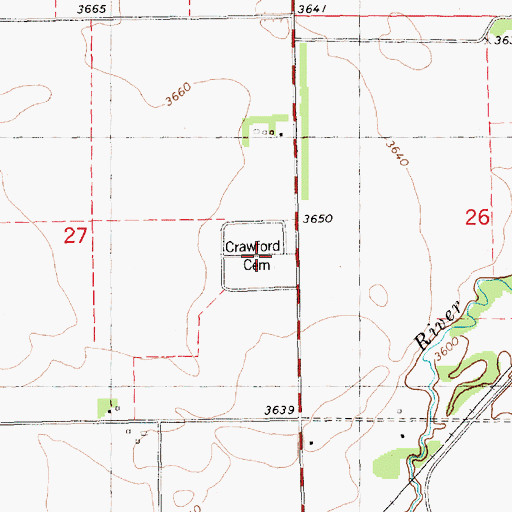 Topographic Map of Crawford Cemetery, NE