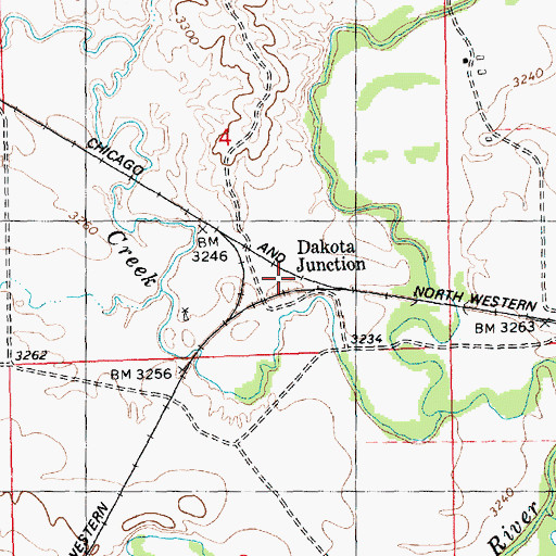 Topographic Map of Dakota Junction, NE