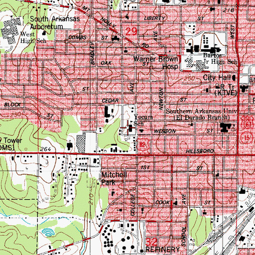 Topographic Map of Yocum Elementary School, AR