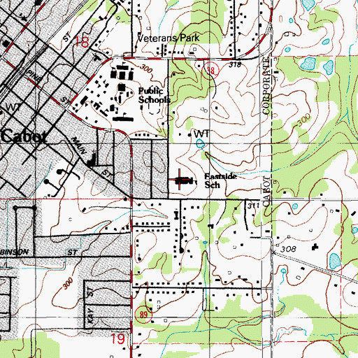 Topographic Map of Eastside Elementary School, AR