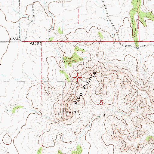 Topographic Map of Five Points, NE