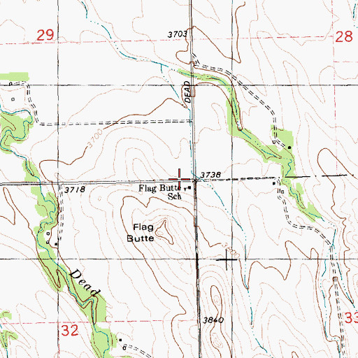 Topographic Map of Flag Butte School, NE