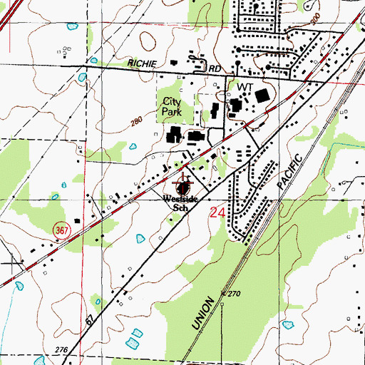Topographic Map of Westside Elementary School, AR
