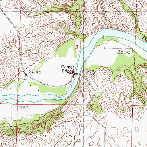 Topographic Map of Garner Bridge, NE