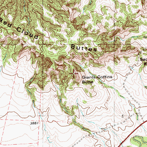 Topographic Map of Giants Coffins Butte, NE