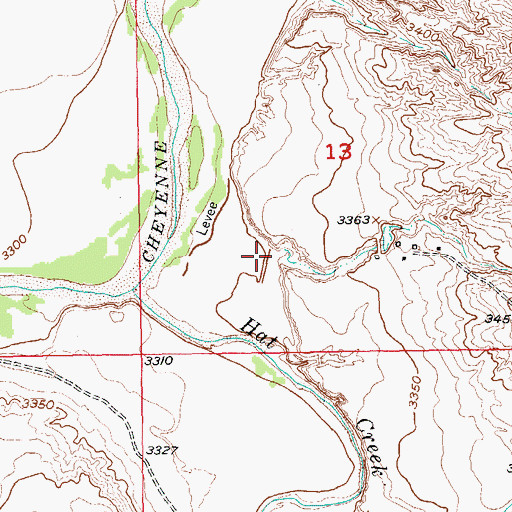 Topographic Map of Hat Creek, SD