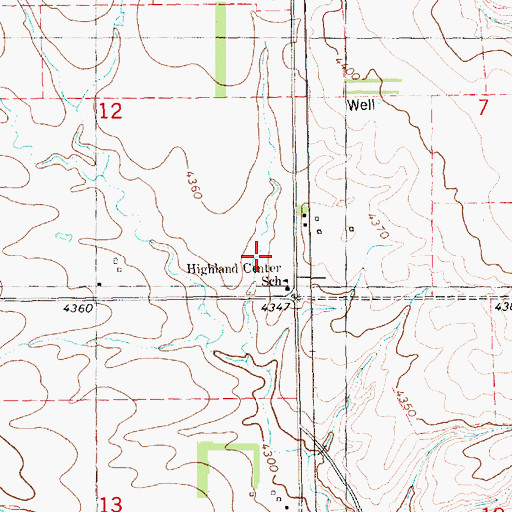 Topographic Map of Highland Center School, NE