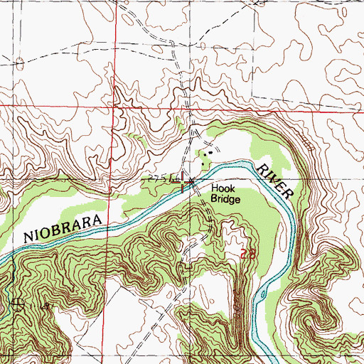Topographic Map of Hook Bridge, NE