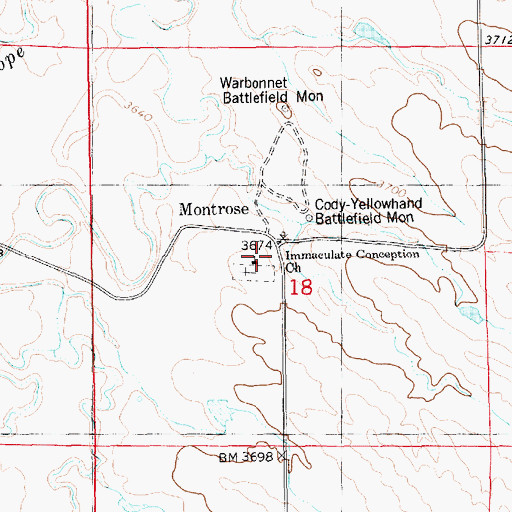 Topographic Map of Immaculate Conception Church, NE