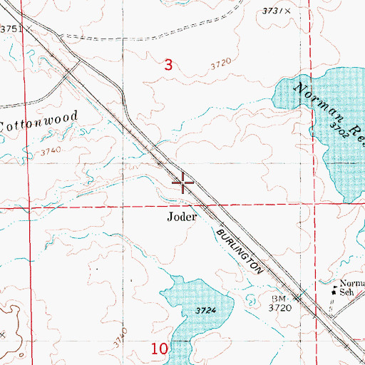 Topographic Map of Joder, NE