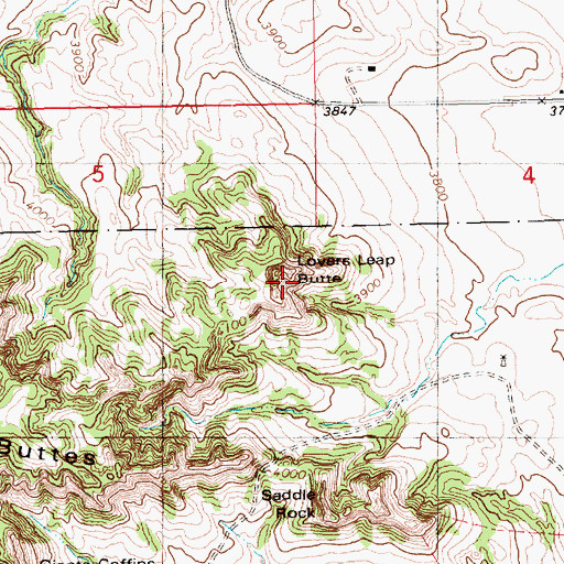 Topographic Map of Lovers Leap Butte, NE