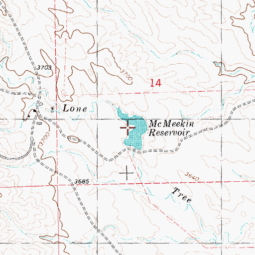 Topographic Map of McMeekin Reservoir, NE