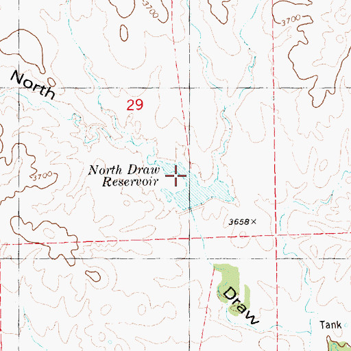 Topographic Map of North Draw Reservoir, NE