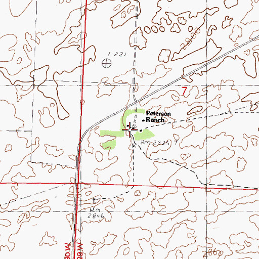 Topographic Map of Peterson Ranch, NE